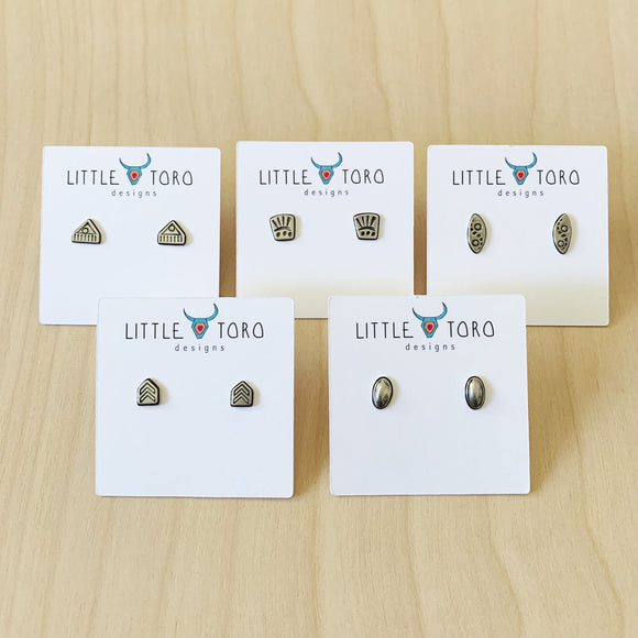 Sterling Silver Stamped Studs by Little Toro Designs